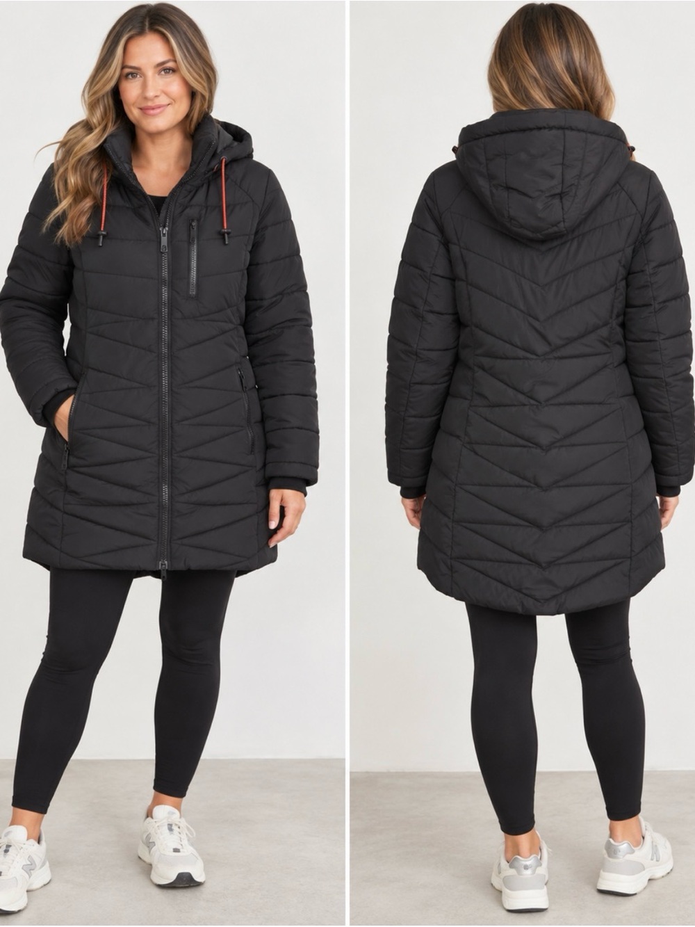 NWOT Nautica Black Quilted Hooded Puffer Coat